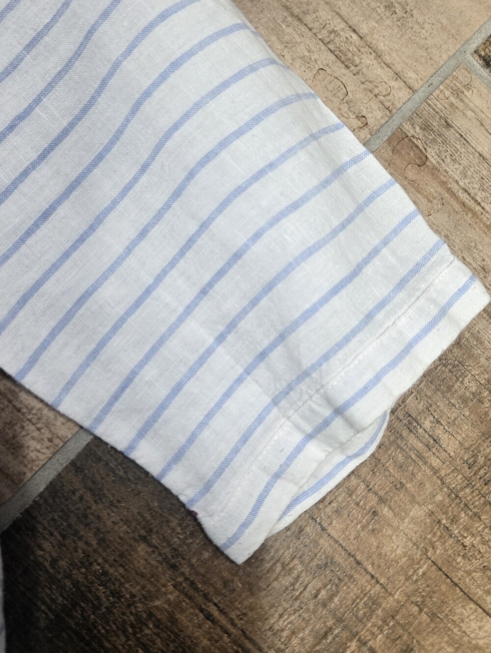 Martha Stewart Collection 100% Linen Top Boxy Crop Blouse White Stripes size XL - Picture 9 of 14